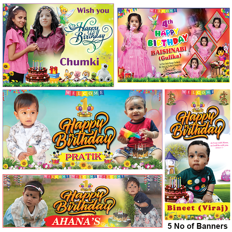 Birthday Banner 5no banner PSD